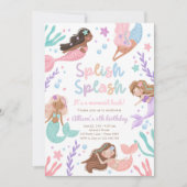 Zeemeermin Splish Splash Onder Het Zee Verjaardag Kaart (Voorkant)
