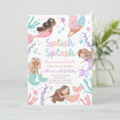 Zeemeermin Splish Splash Onder Het Zee Verjaardag Kaart (Staand voorkant)