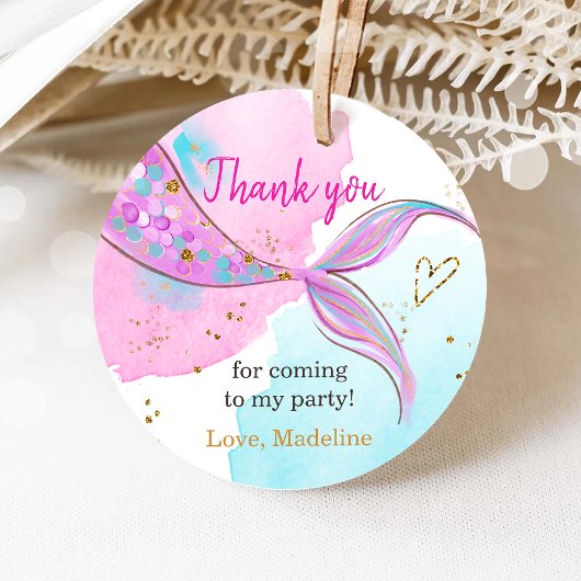 Zeemeermin Splish Zwembad Party Meisje Verjaardag Bedankjes Labels