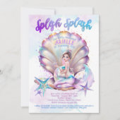 Zeemeermin Splish Zwembad Party Meisje Verjaardag Kaart (Voorkant)