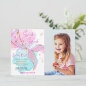 Zeemeermin Splish Zwembad Party Meisje Verjaardag Kaart (Staand voorkant)