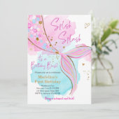 Zeemeermin Splish Zwembad Party Meisje Verjaardag  Kaart (Staand voorkant)