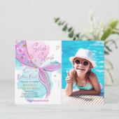 Zeemeermin Splish Zwembad Party Meisje Verjaardag Kaart (Staand voorkant)