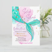 Zeemeermin Splish Zwembad Party Meisje Verjaardag  Kaart (Staand voorkant)