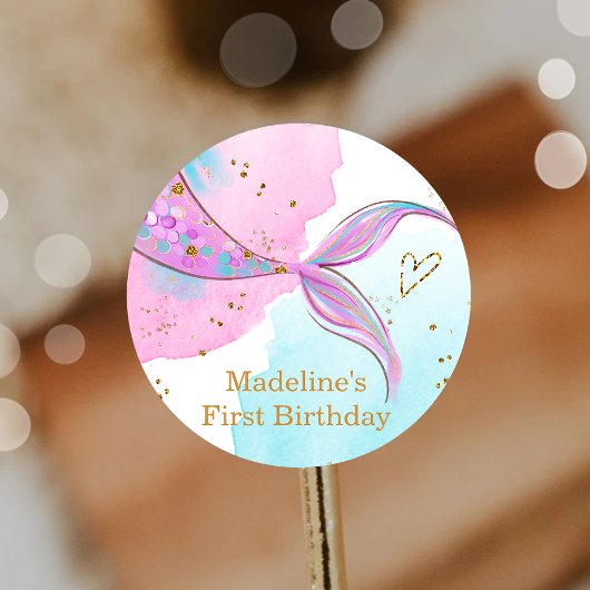 Zeemeermin Splish Zwembad Party Meisje Verjaardag Ronde Sticker