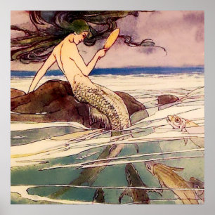 “Zeemeermin” Sprookjeskunst door Alice B Woodward Poster