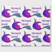 Zeemeermin squad in blauw en roze cadeaupapier (Vlak)