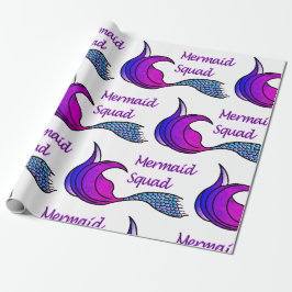 Zeemeermin squad in blauw en roze cadeaupapier