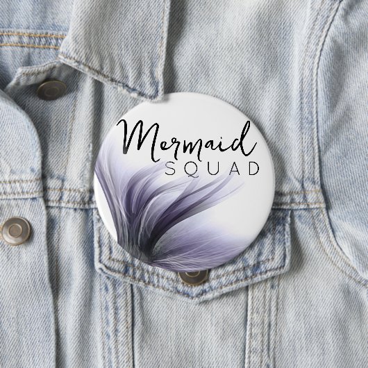Zeemeermin Squad | Lavendel Paarse Chique Bachelor Ronde Button 4,0 Cm (In situ)