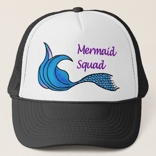 Zeemeermin Squad met blauwe staart Trucker Pet (Voorkant)