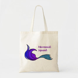 Zeemeermin Squad met paarse en blauwe staart Tote Bag
