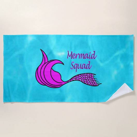 Zeemeermin Squad met roze zeemeermin staart strand Strandlaken (Voorkant)