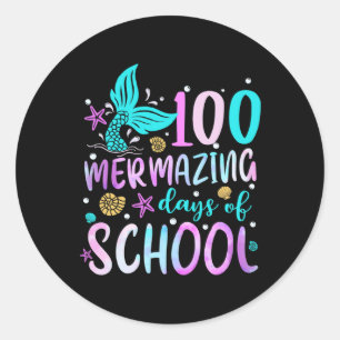 Zeemeermin staart 100 mermazing dagen van school p ronde sticker