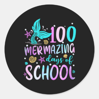 Zeemeermin staart 100 mermazing dagen van school p ronde sticker