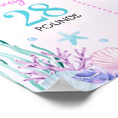 Zeemeermin Staart Eerste Verjaardag Foto Milestone Poster (Hoek)