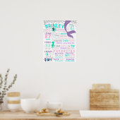 Zeemeermin staart Eerste verjaardagsbord poster bo (Keuken)