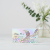 Zeemeermin staart faux pastel glitter visitekaartje (Staand voorkant)