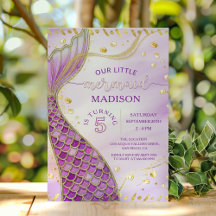 Zeemeermin Staart Goud Roze Paarse Meisje Verjaard