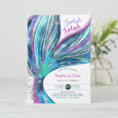 Zeemeermin staart Holografische Waterverf 1e Verja Kaart (Staand voorkant)