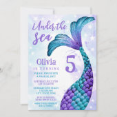 Zeemeermin staart in Paarse + Blauwgroen Waterverf Kaart (Voorkant)