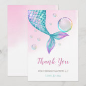 Zeemeermin Staart met bubbels Verjaardag Bedankkaart (Voorkant / Achterkant)