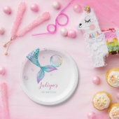 Zeemeermin Staart met bubbels Verjaardag Papieren Bordje (Feest)