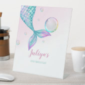 Zeemeermin Staart met bubbels Verjaardag Reclamebord Met Voetstuk (Insitu)