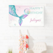 Zeemeermin Staart met bubbels Verjaardag Spandoek (Insitu)