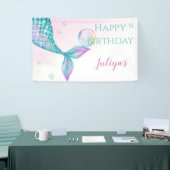 Zeemeermin Staart met bubbels Verjaardag Spandoek (Beurs)