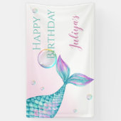 Zeemeermin Staart met bubbels Verjaardag Spandoek (Verticaal)