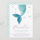 Zeemeermin staart onder de Zee Party Invitation Kaart (Voorkant / Achterkant)