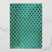 Zeemeermin Staart Onder het Zee Aqua & Gold Verjaa Folie Uitnodiging (Achterkant)