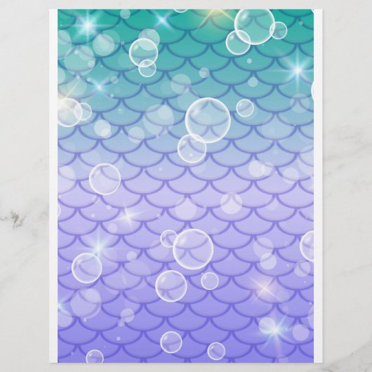 Zeemeermin Staart Onder het Zee Paarse Verjaardag Flyer (Achterkant)
