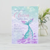 Zeemeermin Staart Onder het Zee Paarse Verjaardag Kaart (Staand voorkant)