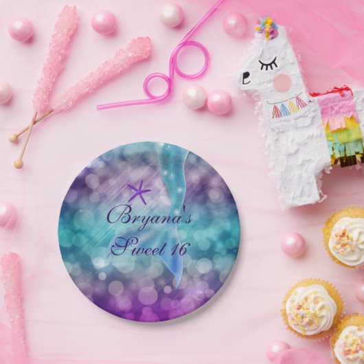 Zeemeermin staart onder het Zee verjaardagsfeest B Papieren Bordje (Feest)