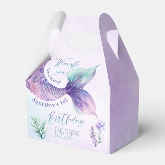 Zeemeermin staart Onder het zee verjaardagsfeestje Bedankdoosjes (Achterkant)