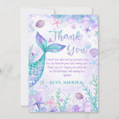 Zeemeermin staart onder het Zee verjaardagsfeestje Bedankkaart (Voorkant)