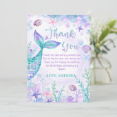 Zeemeermin staart onder het Zee verjaardagsfeestje Bedankkaart (Staand voorkant)