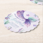 Zeemeermin staart Onder het zee verjaardagsfeestje Kartonnen Onderzetters (Gekanteld)