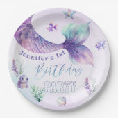 Zeemeermin staart Onder het zee verjaardagsfeestje Papieren Bordje (Voorkant)