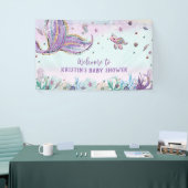 Zeemeermin Staart Onder het Zee Verjaardagsfeestje Spandoek (Beurs)