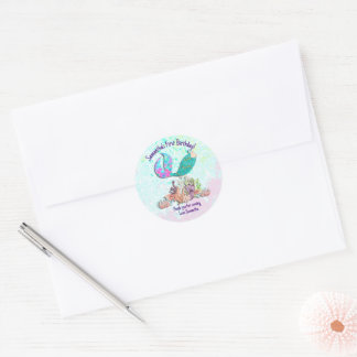 Zeemeermin Staart Onder het Zee Verjaardagsgunst Ronde Sticker