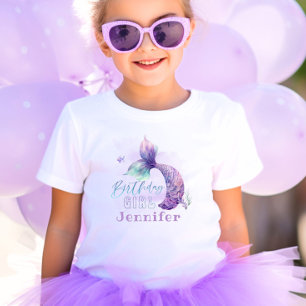 Zeemeermin staart Onder het zee verjaardagsmeisje  Kinder Shirts