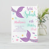 Zeemeermin staart onder het Zee Verjaardagsuitnodi Kaart (Staand voorkant)
