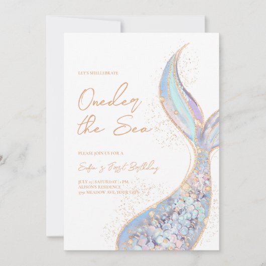 Zeemeermin Staart Oneder het Zee Verjaardag Kaart (Voorkant)