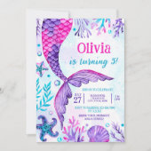 Zeemeermin Staart Pool Party Foto Verjaardag Water Kaart (Voorkant)