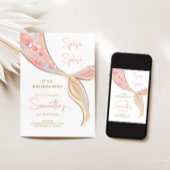 Zeemeermin staart thema Verjaardag uitnodiging