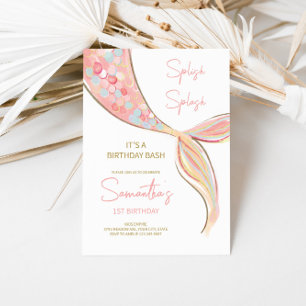 Zeemeermin staart thema Verjaardag uitnodiging