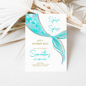 Zeemeermin staart thema Verjaardag uitnodiging