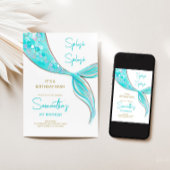 Zeemeermin staart thema Verjaardag uitnodiging